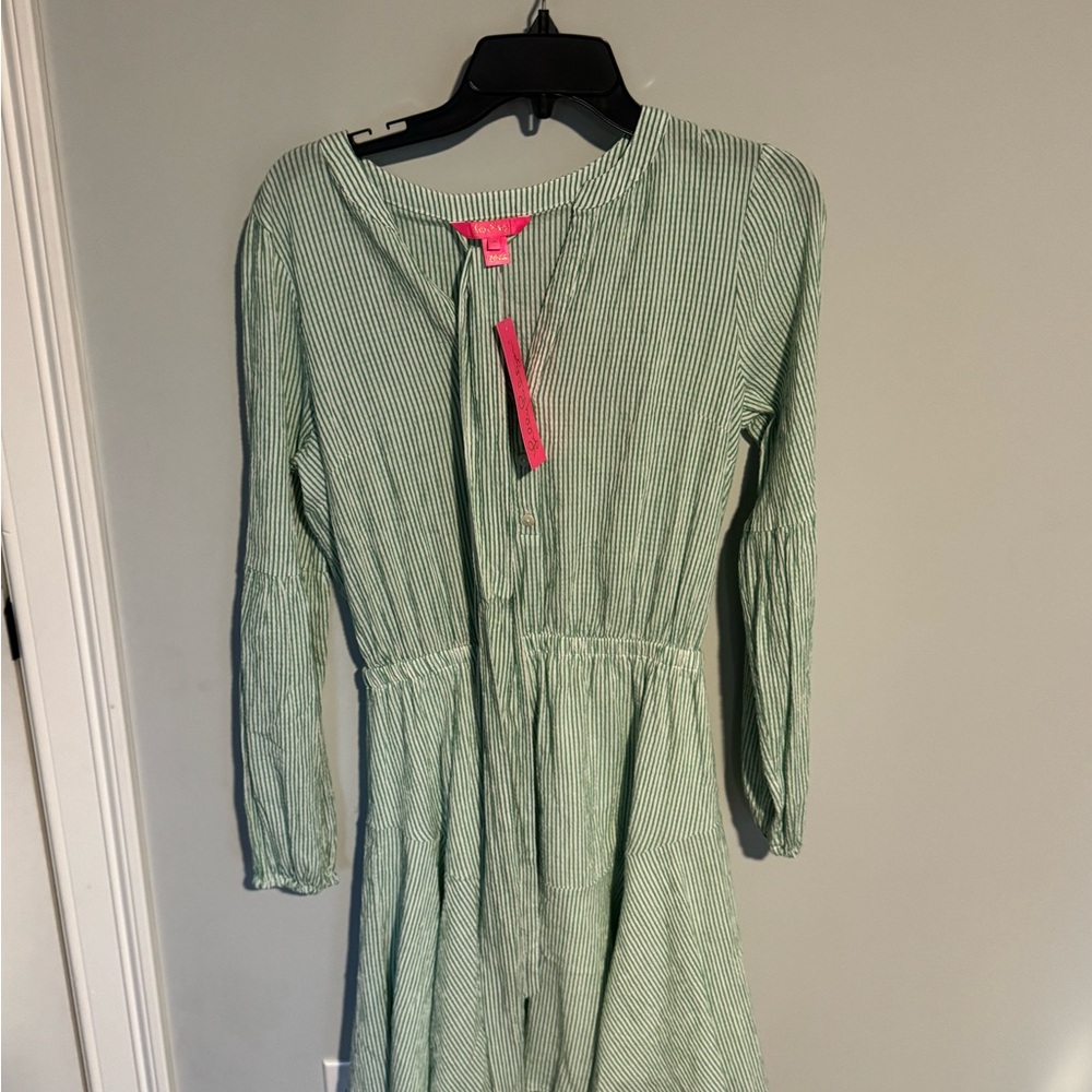 Lilly Pulitzer Carla Long Sleeve Dress Size 6 Spearmint Harbor Stripe NWT